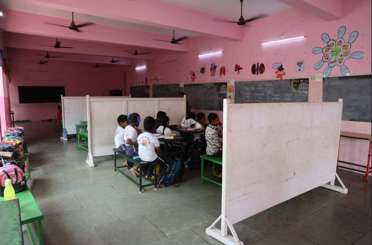Partitioned classroom for learners. Photo Credit: Jason Amoo/Opportunity International